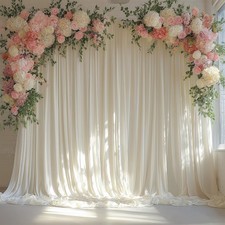 Ivory Backdrop Curtain Wedding Wrinkle Free Soft Fabric 10x10FT 2 Panels Set