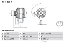 FITS MERCEDES-BENZ C-CLASS C 180 CGI ALTERNATOR 0986081850 BOSCH