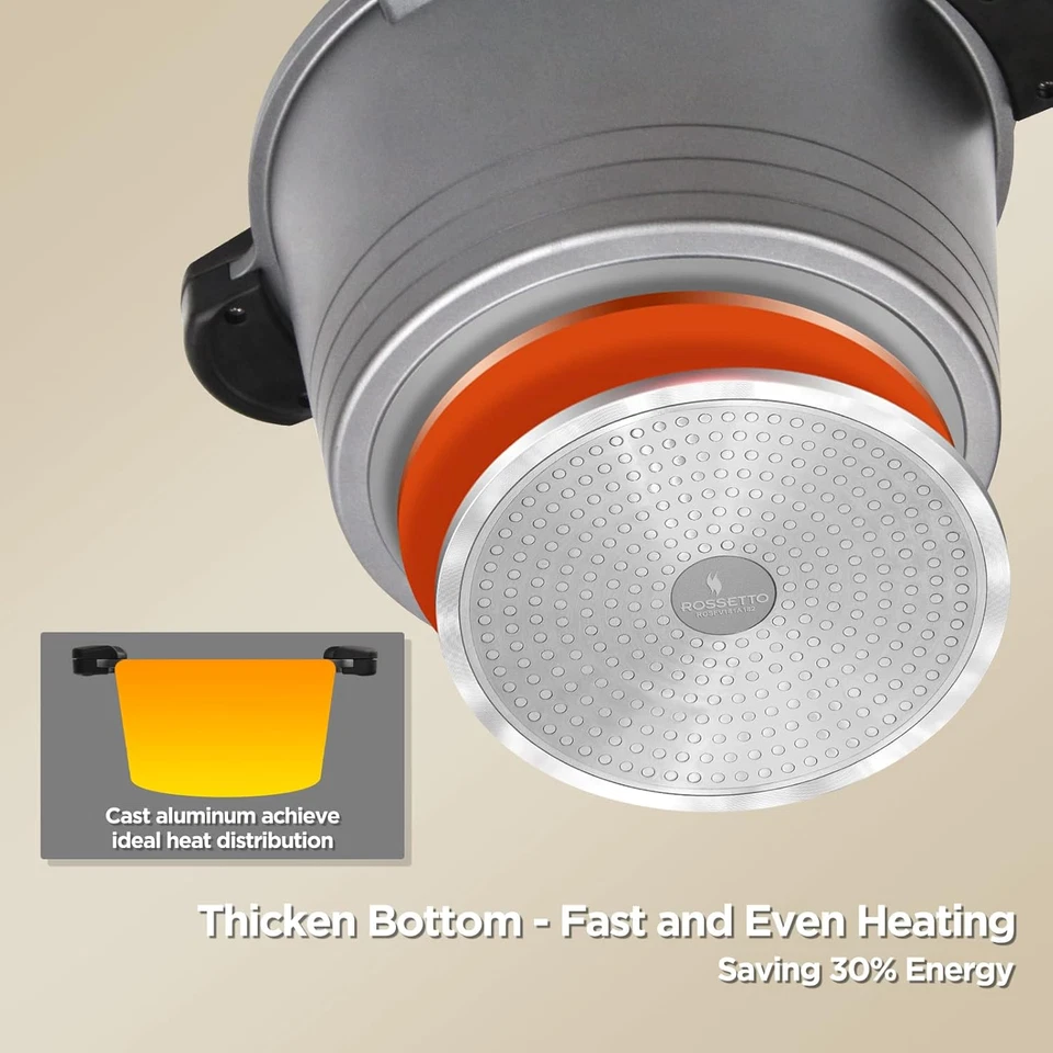 Pentola Scolapasta a Induzione Antiaderente per Pasta Con Coperchio, Alluminio, - Immagine 4 di 4