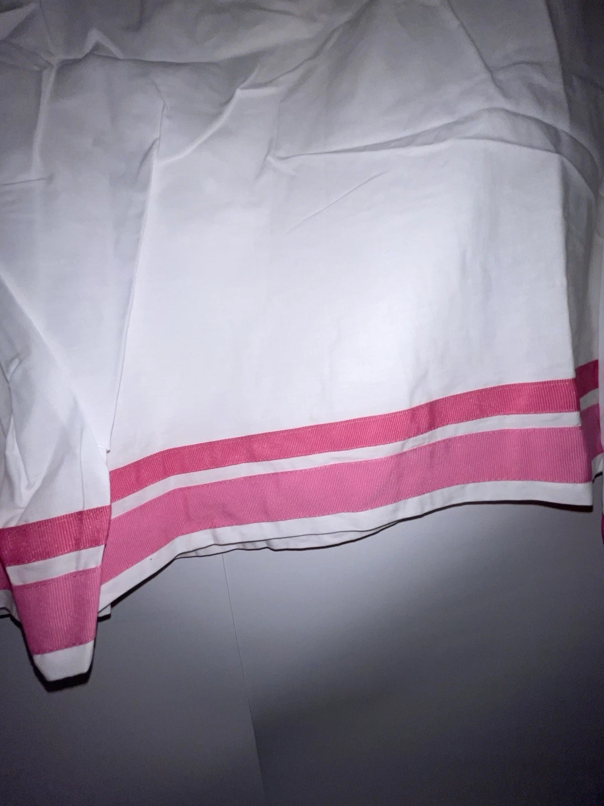 Pottery Barn Kids Pink White Ribbon Nursery Crib Baby Bed Skirt