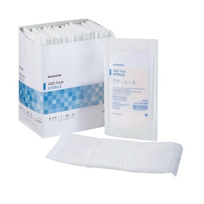 McKesson Abdominal Pads ABD Sterile 5'' x 9'' Gauze Bandage Pads 16-4250 400 Ct