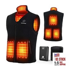 Men's Heated Vest with Battery Pack Included, 7.4V 16000mAh Large Black