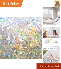 Rainbow Effect Window Privacy Film - Decorative Stained Glass Cling, 17.5"x78.7"