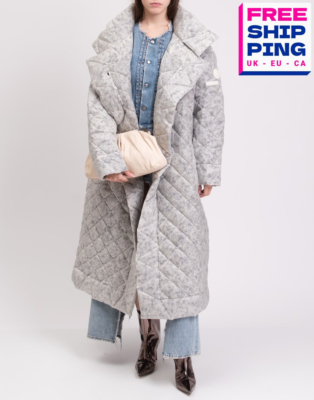 RRP €895 MOOSE KNUCKLES Down Quilted Blanket Long Coat Size M Grey Belted