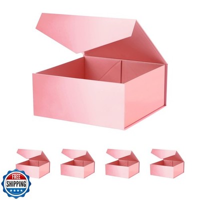 HAPPY POTATO 5 Packs Gift Boxes 7.5x7.5x3 Inches, Pink Gift Boxes with Lids, 