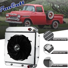 3 Row Aluminum Radiator Shroud Fan Fits 55-59 Chevy Truck Pickup Ls Engine Swap
