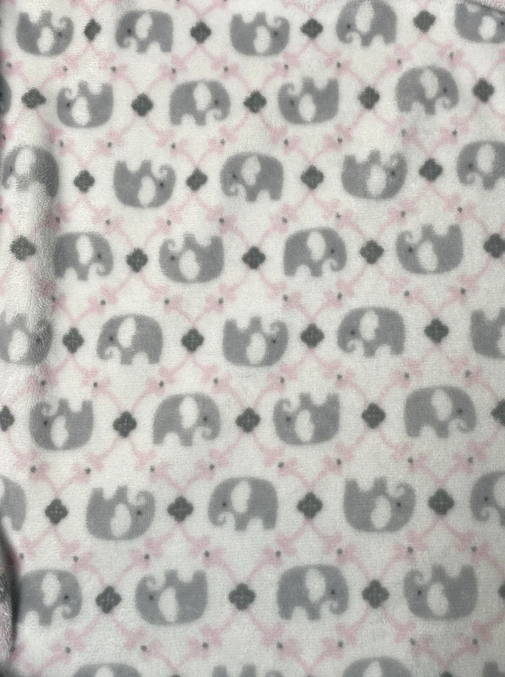 Blankets & Beyond Elephant Baby Blanket Pink White Gray Security Lovey 29"x31" - Image 4 of 4