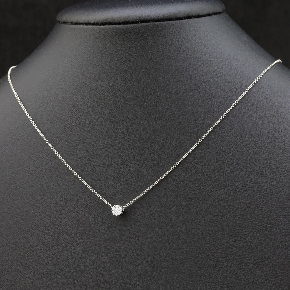 Collar De Oro Blanco 18 KT Con Diamantes Naturales 0.11 CT - Imagen 4 de 4