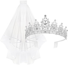 Bridal Tiara with Veil, Bridal Veils and Headpieces, Wedding Bridal Veil and Sil