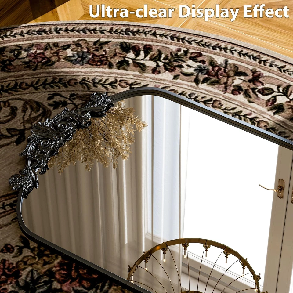 Espejo de cuerpo completo arqueado tallado grande vintage 64"x 21" con... Foto 3 de 4