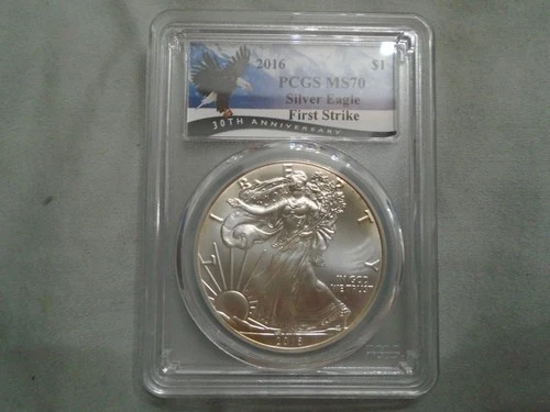 2016 American Silver Eagle * PCGS MS70 * 30th Anniversary * FIRST STRIKE *
