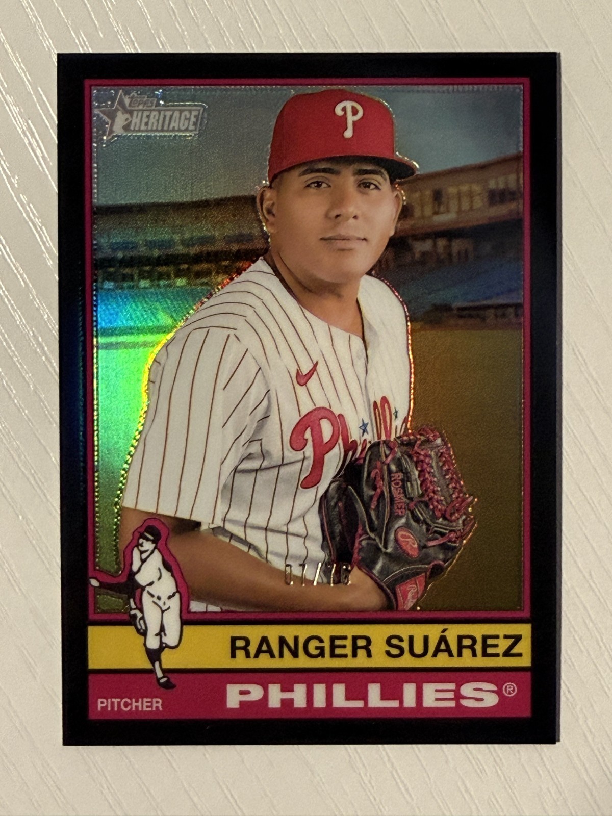 Ranger Suarez 2025 Topps Heritage Chrome Black Refractor #657 07/76 Phillies