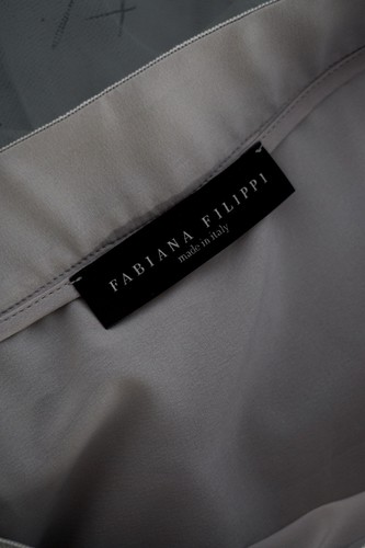 Fabiana Filippi Gray Tulle Midi Skirt XS Layered Mesh Text Print Made in Italy - Picture 11 of 18