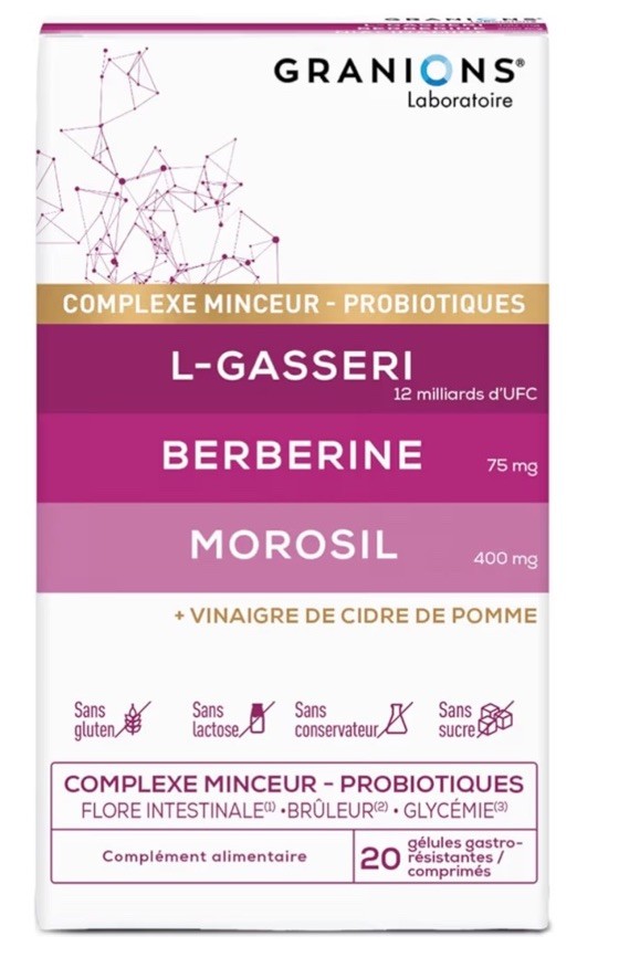 Granions complexe minceur aux probiotiques Lactobacillus Gasseri et Berberine cure de 60 gélules