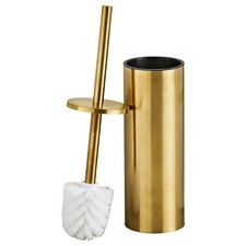 Gold Brushed Toilet Brush  Holder Set Rusts Proof Designs Stand for Bathroom