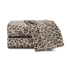 Elegance 4-Piece Satin Sheets Set - Full Size, Leopard Print, Luxury Hotel Qu...