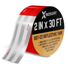 DOT-C2 Reflective Tape 2 inch x 30 FT Waterproof Red/White Adhesive Conspicui...