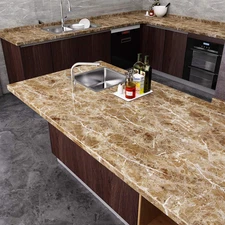 Brown Marble Contact Paper Peel and Stick Countertop Granite Wallpaper for Ki...
