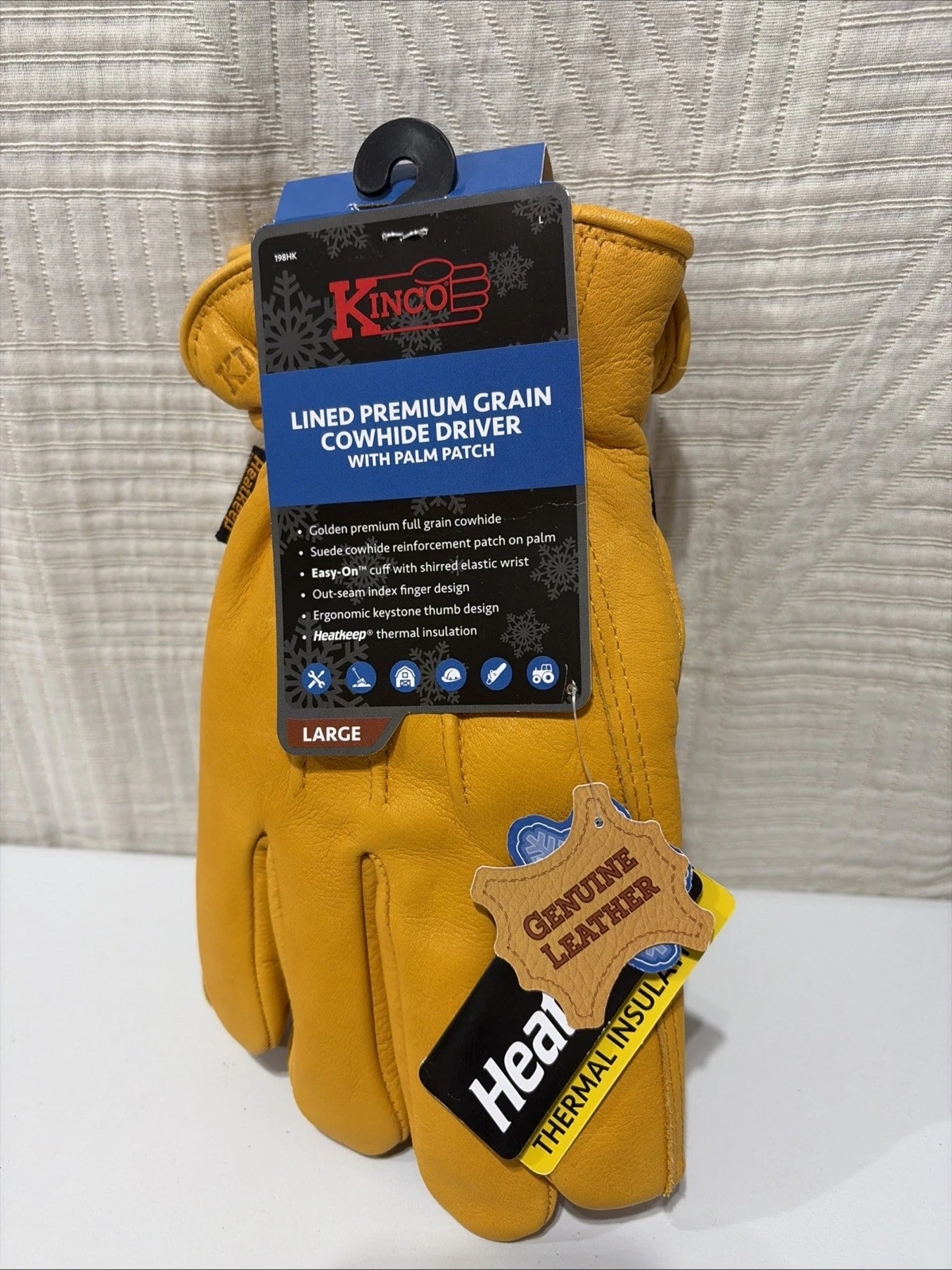 Kinco Lined Premium Grain Cowhide Driving Gloves With Palm Patch Size L New