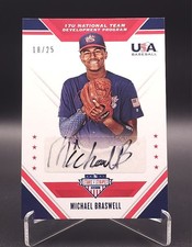 2020 Panini USA Baseb Stars & Stripes /25 Michael Braswell #17U-ML Auto Blk Ink