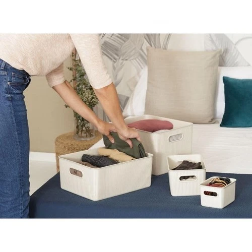 Gerippt Umweltfreundlich Kunststoff Offen Aufbewahrung Behälter Organizer, Groß 15 Liter, 4er Pack - Bild 9 von 9