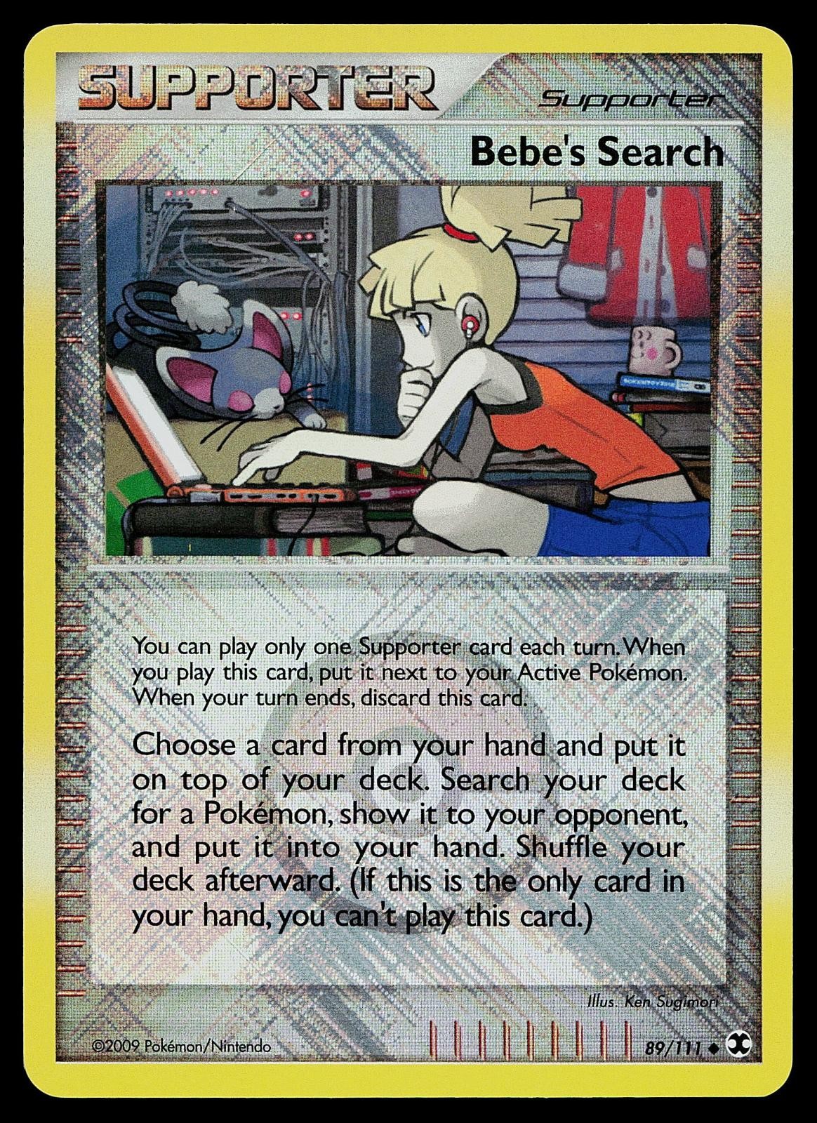 Pokemon Card - Bebe's Search (League Promo) Crosshatch 89/111 Holo Reverse Holo
