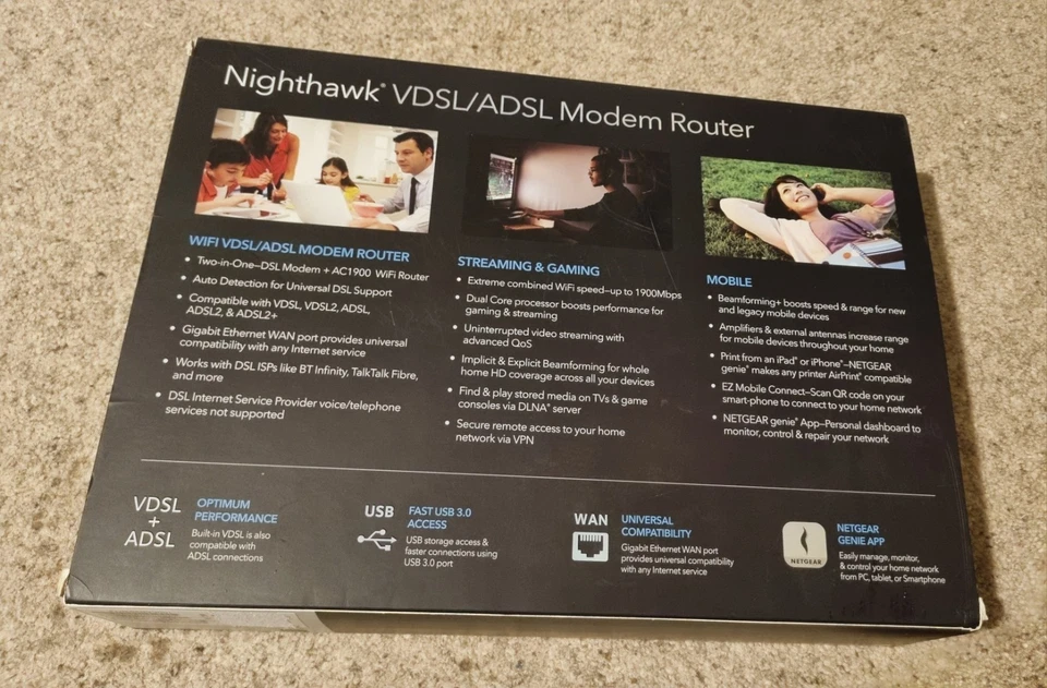 NETGEAR Nighthawk D7000 AC1900 Dual Band Gigabit WiFi Modem Gaming Router - Image 3 of 4