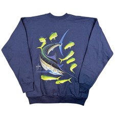 Vintage Guy Harvey Marlin Mahi Mahi Sweatshirt Mens Medium Blue Made in USA NWT