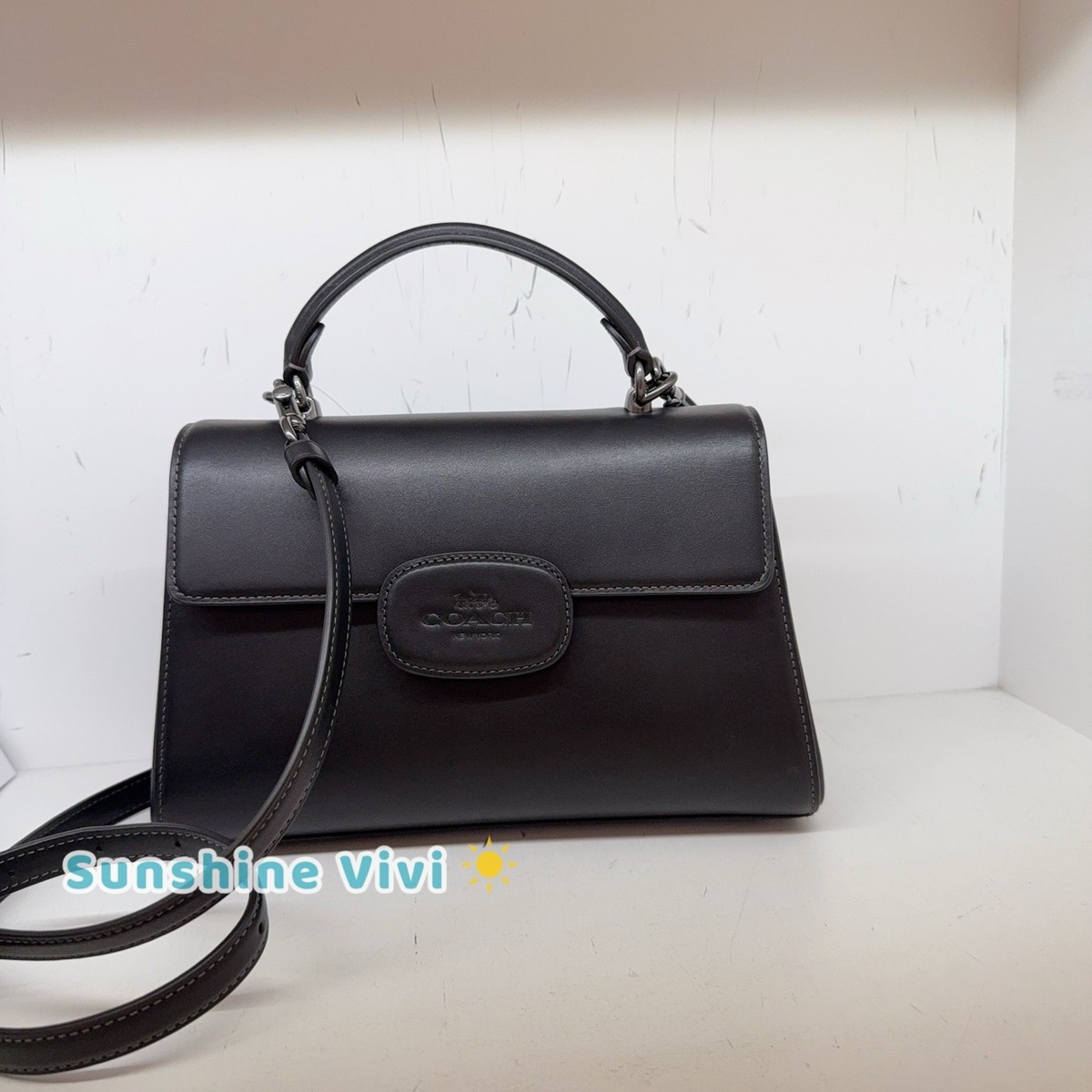 NWT Coach Eliza Top Handle Bag Leather CT852, Gunmetal/Black | eBay