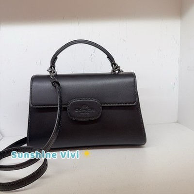 NWT Coach Eliza Top Handle Bag Leather CT852, Gunmetal/Black | eBay