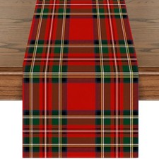 Christmas Buffalo Plaid Table Runner Red Green Scottish Tartan Plaid Table