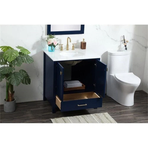 Elegant Decor Irene 30" Zinc Alloy MDF Single Bathroom Vanity in Blue - Picture 8 of 8
