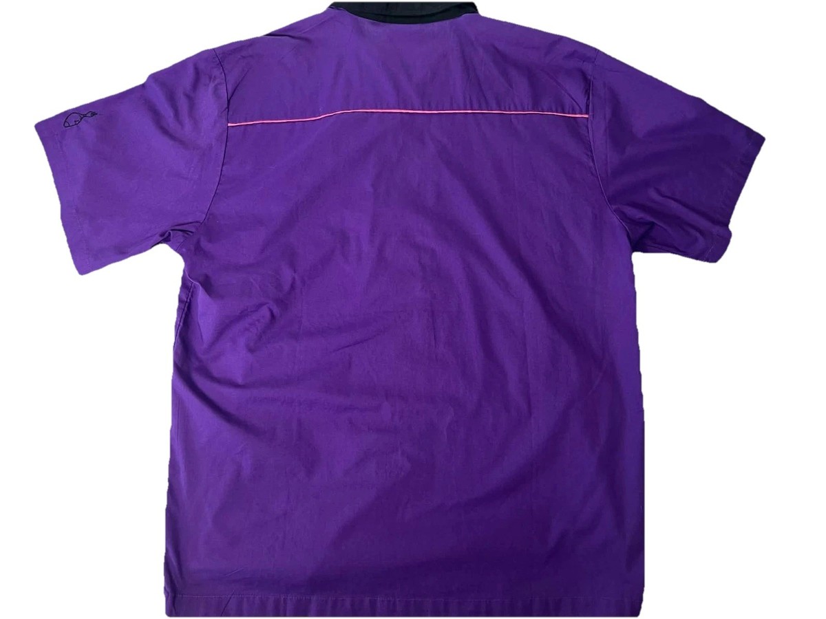 Vintage Retro Men's Cruisin USA Bowling Shirt Button Up Purple XL