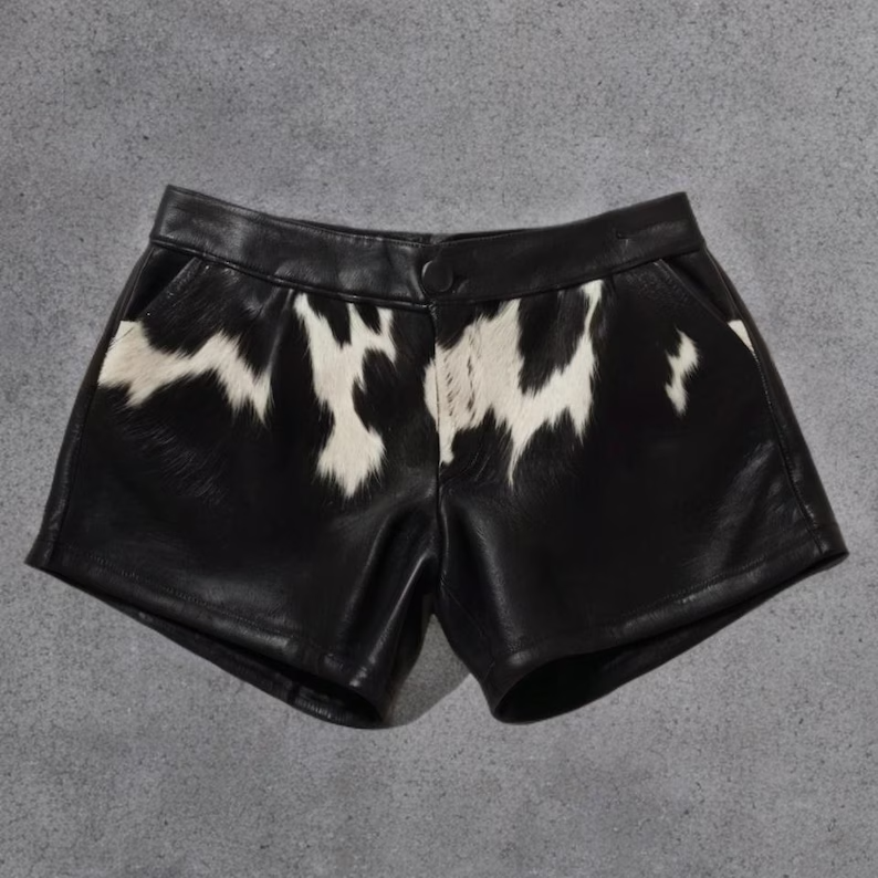 Real Cow Hide Hair-on Leather Shorts | Men's Genuine Leather
