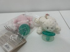 WubbaNub Baby Pink Stuffed Bear And Bunny Pacifier Holder Animal Infant Pacifier