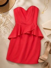 Forever 21 Strapless Peplum Mini Dress Coral Sweetheart XS Lined