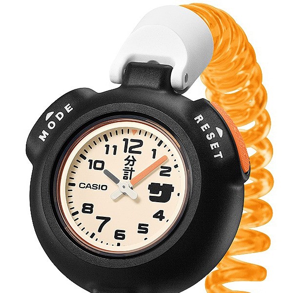 casio sauna watch sauna ikitai white daial orange band SAN-100H