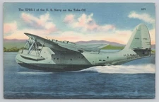 XPBS-1 US Navy Flying Boat Takeoff from Lake Aviation Military Postcard