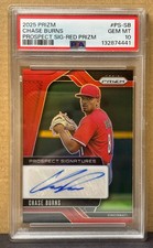 2025 Panini Prizm Prospect Signatures Chase Burns Red Prizm /99 #PS-SB PSA 10