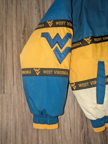 VTG Pro Player West Virginia Mountaineers Puffer Jacket Mens XL Removable Hood - Picture 5 of 24