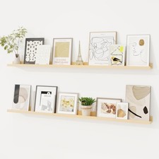 Picture Ledge Shelf, Solid Pine Wood Floating Shelves Set of 2, 48 Inches Nur...
