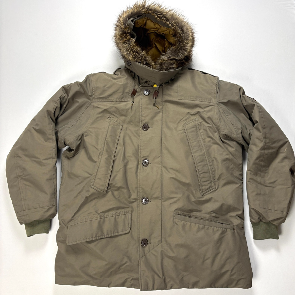 Eddie Bauer Mens Goose Down B-9 Parka Coat Green Sz Tall XXL Faux