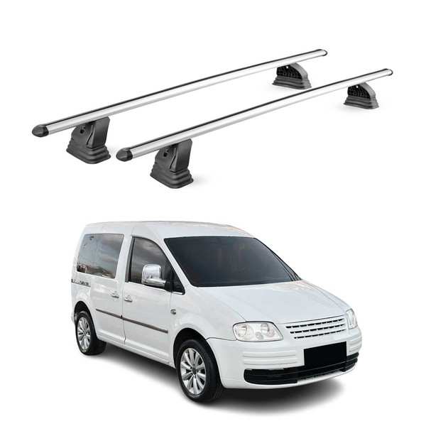 Alu DachträGer FüR Vw Caddy 2003-2015 TÜV AbschließBar T-Nut 75 Kg 2Tlg Silber-image