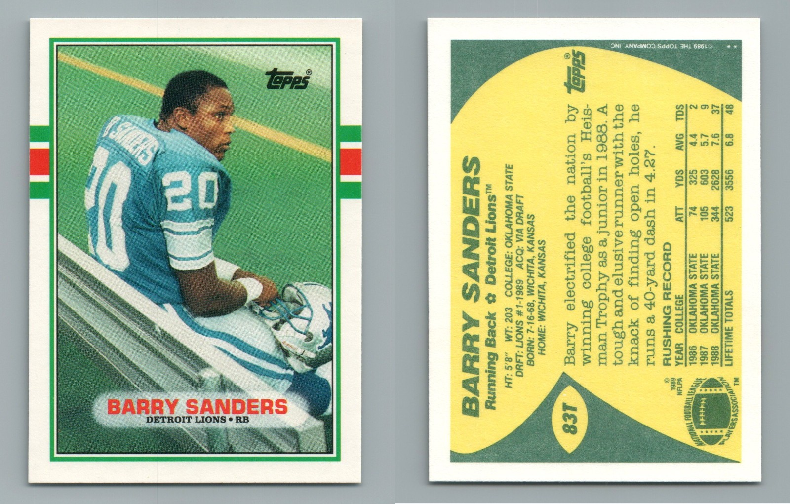 1989 Topps Traded # 83T Barry Sanders ( RC ) (NRMT)