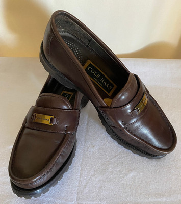 COLE HAAN Cute Signature Shoes Loafers with Lug Non-Slip Soles Brown 7.5AA px