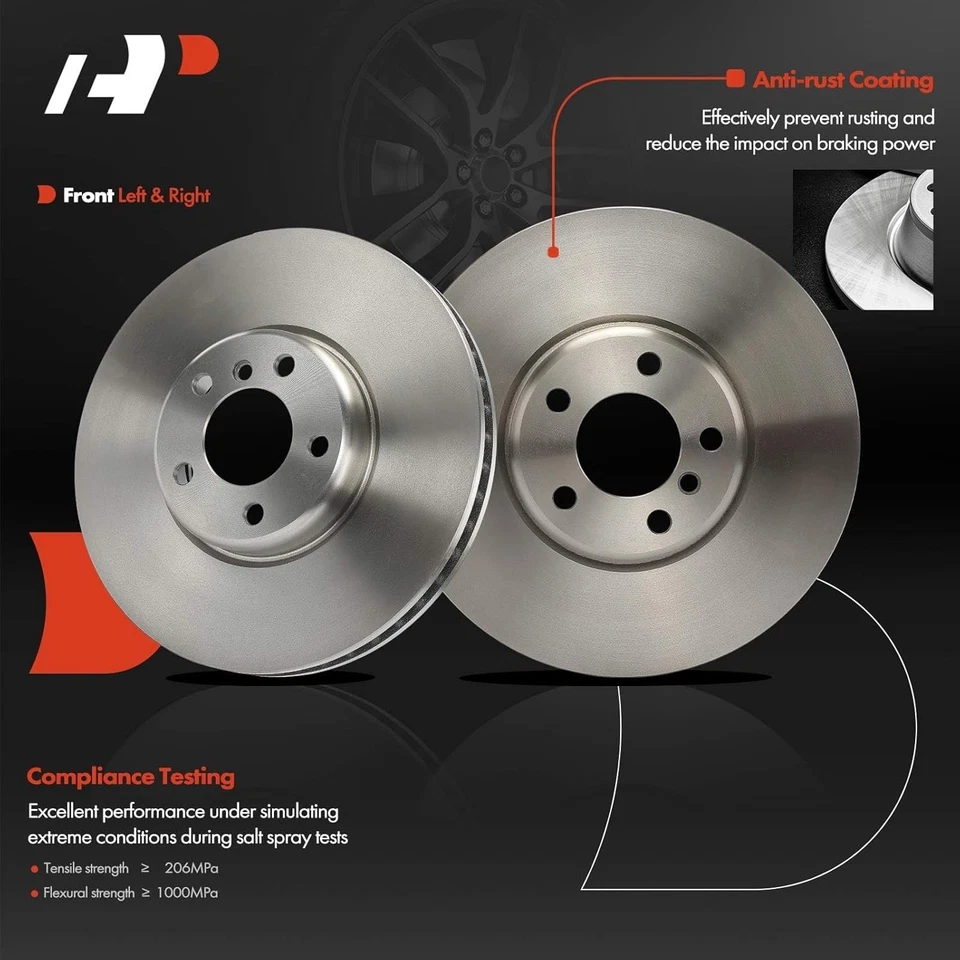 Front Drilled Brake Rotor & Ceramic Brake Pads for BMW 528i 535i GT 550i 740Li - Image 4 of 4