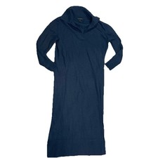 Banana Republic Blue Johnny-Collar Midi Sweater Dress Large Petite Slit O4