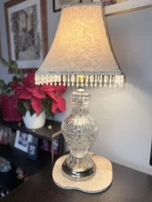 Vintage Imperlux West Germany 24% Lead Crystal Lamp Base And Shade