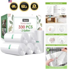 Bolsas de basura fuertes de 330 cuentas de 2 galones bolsas de basura por, bote de basura de baño bi...