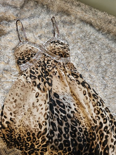 Sequin Mini Prom Party Wedding Dress Animal Print - Picture 4 of 6